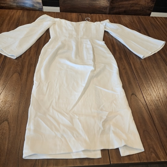 BHLDN Dress The Population Erin white off the shoulder cocktail mini Midi dress - Picture 5 of 16